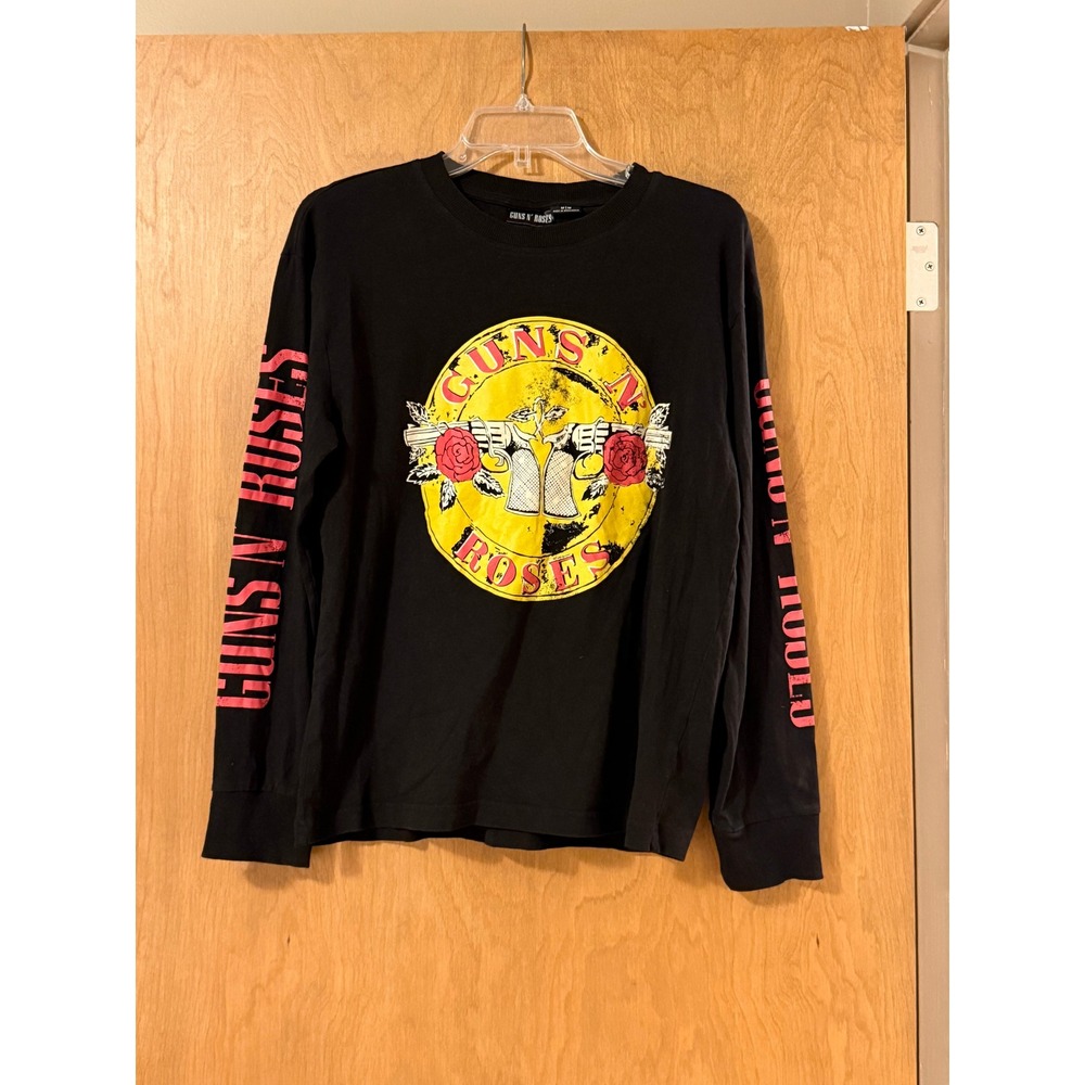 Guns N Roses Bullet Logo Long Sleeve‎ Shirt Black Sleeve Print Unisex Size M